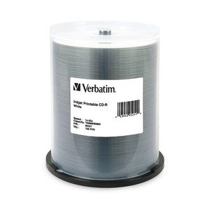 Verbatim 80 Minute/700MB 52x White Inkjet Printable CD-R - 95251 - 400 Pack