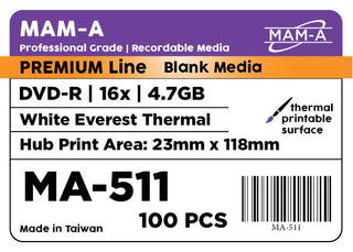 MAM-A DVD-R - 4.7GB, 16x White Thermal Everest Hub Printable - 600 Pack