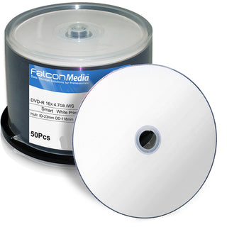 FalconMedia 4.7GB 16x SmartWhite Inkjet Hub Printable DVD-R - 300pc