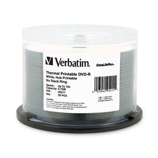 Verbatim 4.7GB 16x Data Life Plus White Thermal (Everest) Hub Printable DVD-R - 95211 - 200 Pack (Spindle)