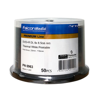 Falcon Media Blank Dual Layer DVD+R - 8.5GB, 8x White Thermal Everest Hub Printable - Carton of 300