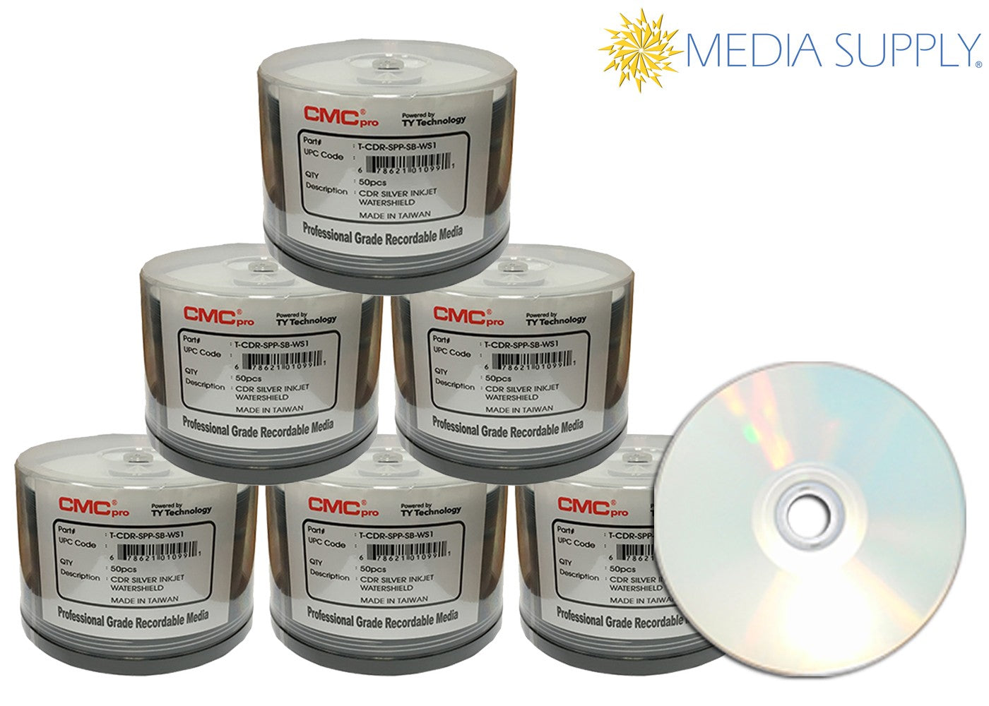 CMC Pro - Powered by TY Watershield Glossy Silver Inkjet CD-R - 600 Pi ...