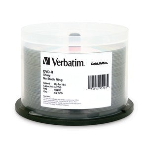 Verbatim 4.7GB 16x Data Life Plus Shiny Silver DVD-R - 95203 - 200 Pack (Spindle)