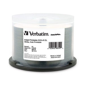 Verbatim DVD+R DL 8.5GB 8X DL+ White Inkjet Hub Printable - 200 Pack (98319)