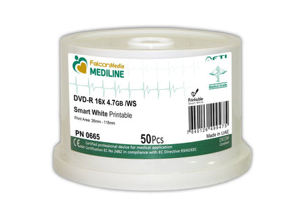 FalconMedia Mediline SmartWhite Inkjet 4.7GB Medical Grade DVD-R - 300 Discs